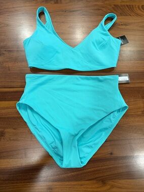 SPANX Turquoise Scoop V Bikini Set